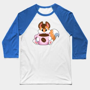 Fox with Cup of Coffee Baseball T-Shirt